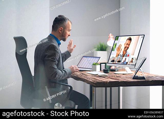 Video Conference Call. Remote Virtual Meeting Online