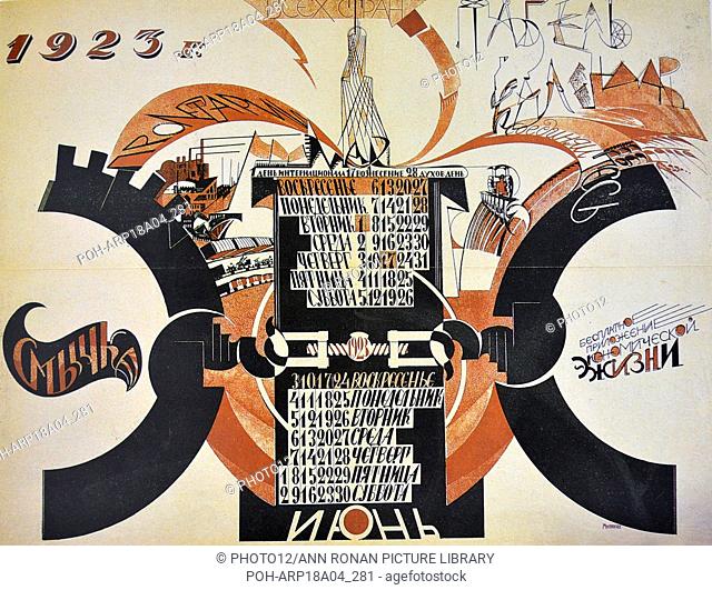 Russian Communist art: page from a free calendar of 1923 May & June World History Archive