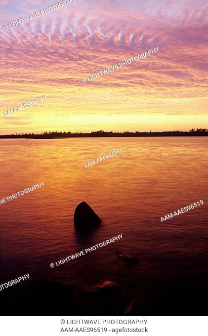 Gabbro Lake at Sunset, Boundary Waters Wilderness Area, MN, Minnesota