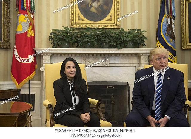 American charity worker Aya Hijazi, 30, who was imprisoned in Cairo for three years, meets with United States President Donald J