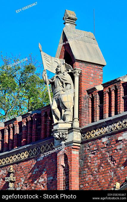 Sculpture of commander Friedrich von Zollern on the Friedland Gate. Kaliningrad, formerly Konigsberg, Russia, 19th century