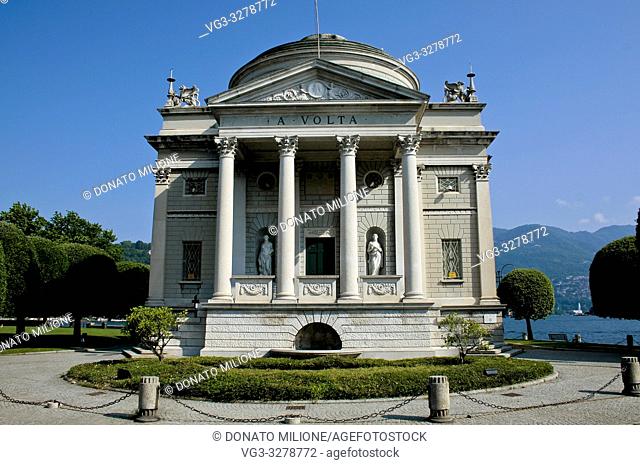 Como, Lombardy, Italy. Lake of Como, Lungo Lario Marconi. Volta Temple (Tempio Voltiano, 1928). It is the most visited museum in Como
