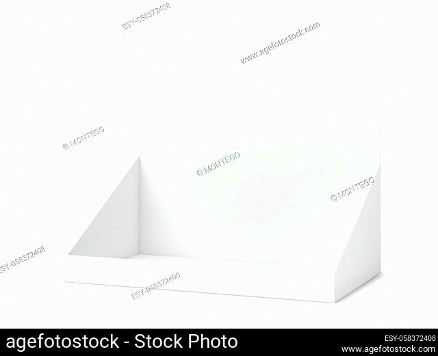 Blank cardboard display mockup. 3d illustration isolated on white background