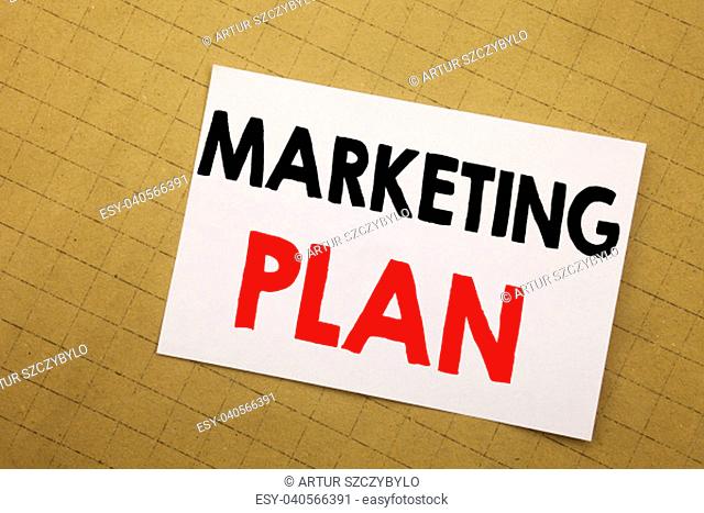 Conceptual hand writing text caption inspiration showing Marketing Plan. Business concept for Planning Successful Strategy Written on sticky note yellow...