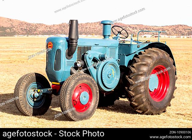 QUEENSTOWN, SOUTH AFRICA - 17 June 2017: Vintage Lanz Bulldog Tractor parked at air and car show