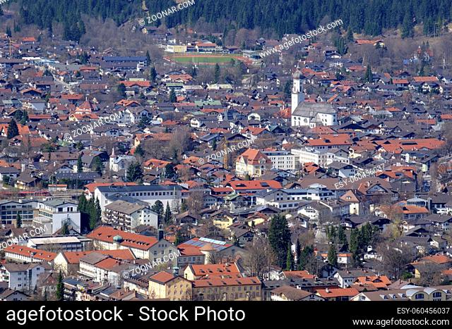 View to Garmisch-Partenkirchen in spring