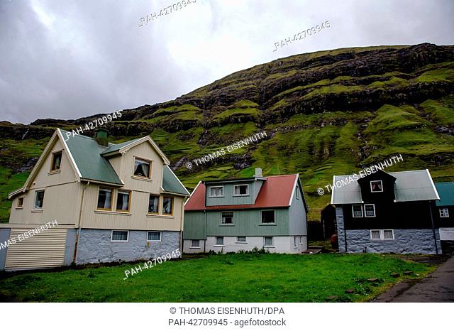 Houses in Tjornuvik, Faroe Islands, 09 September 2013. Around 50, 000 people live on the Faroe Islands, under the sovereignty of Denmark, in the North Atlantic