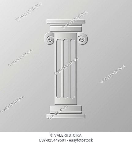 Old Greek Column Isolated on Grey Background