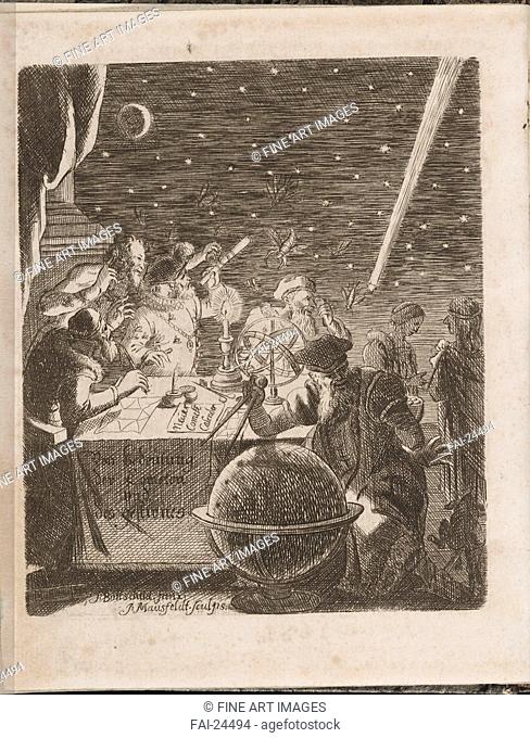 Observing the Heavens in the Age of Galileo (From: Von Bedeutung der Cometen). Petit, Pierre (1598-1677). Copper engraving. Baroque. 1681. France