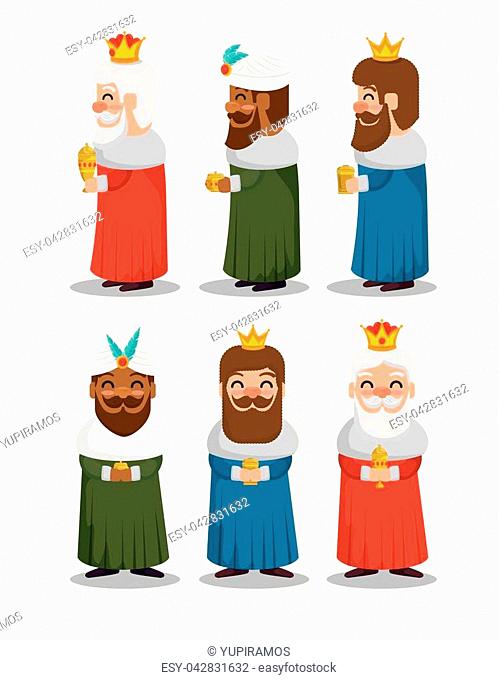 the three magic kings of orient wise men vector illustration graphic design
