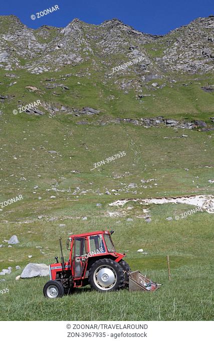 Tractor on the beach of Haukland, Norway