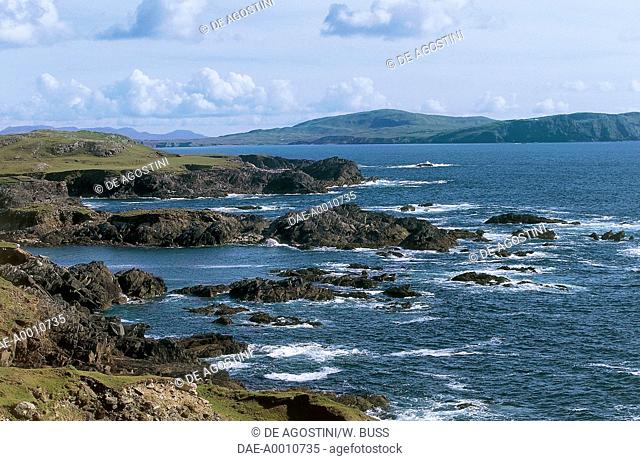 The rocky coast around Ashleam Bay, Achill Island, County Mayo, Ireland