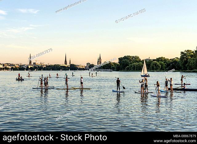 Trend Sport, Stand Up Paddling, Outer Alster, Hamburg, Germany
