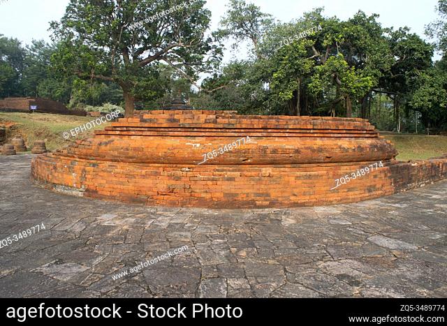 General view of lower portion of Brick stupa in monastery No 3, Circa 9th and 10th century AD, Udayagiri, Orissa