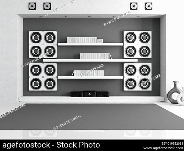 black and white music room