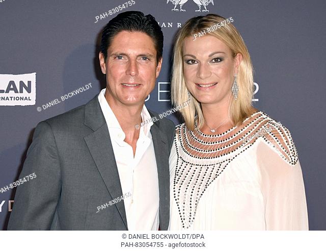 Skier Maria Höfl-Riesch and her husband Marcus attend the charity gala 'Fashion2Night' on the cruise ship 'MS Europa 2' in Hamburg,  Germany, 23 August 2016