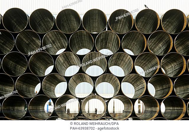 Pipes have been piled up on the grounds of Salzgitter Mannesmann Roehrenwerke in Muelheim,  Germany, 23 November 2015. The plants were sold to Salzgitter AG in...