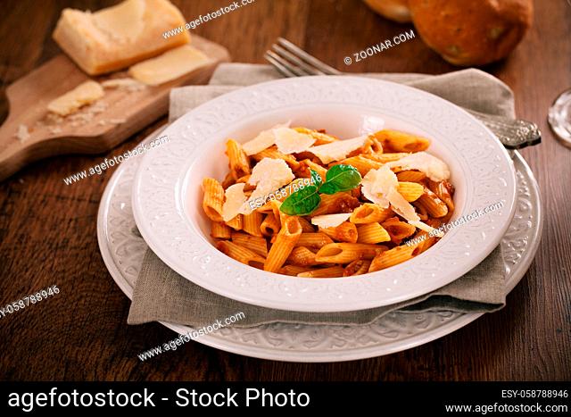 Pasta With Bolognese Sauce. Typical Italian Dish