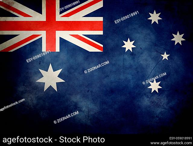 Australian flag on old and vintage grunge texture