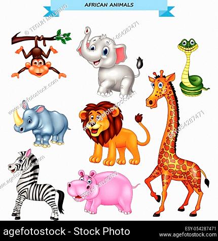 Cartoon african animals collection