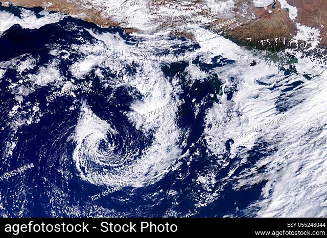Typhoon from space. Satellite view. Elements of this image furnished by NASA