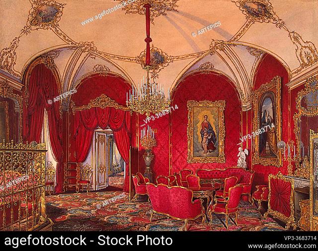 Hau Edward Petrovich - Interiors of the Winter Palace - the Fourth Reserved Apartment. the Corner Room 1 - Russian School - 19th Century