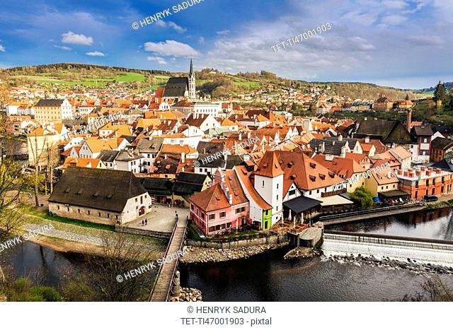 Czech Republic, South Bohemia, Cesky Krumlov, Scenic view of old town