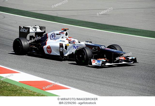 Kamui Kobayashi, JPN, driving the Sauber C31 with the new sponsor logo of FC Chelsea, 2012 Formula 1 season, Spanish Grand Prix at the Circuit de Catalunya race...