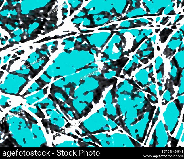 Abstract textured pattern background in vivid high contrast cyan and black and white colors