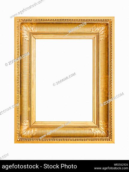 Old wooden picture frame isolated on white background