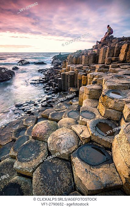 Giant's Causeway, County Antrim, Ulster region, northern Ireland, United Kingdom. Iconic basalt columns