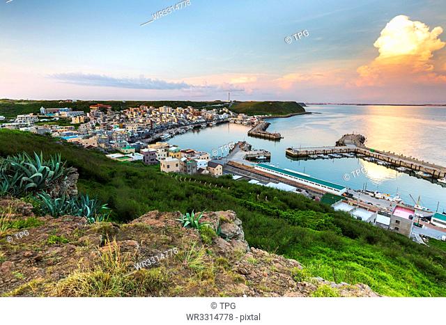 High angle view of harbor. Waian Scenic Area;Penghu;Taiwan