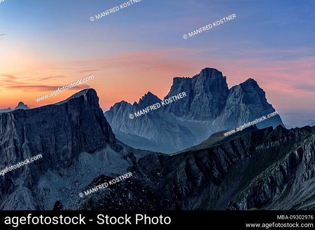 Cortina d'Ampezzo, Belluno, Veneto. Italy. The Monte Pelmo at dawn