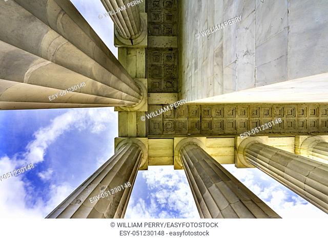 Tall White Columns Abraham Lincoln Memorial Monument Washington DC. Dedicated 1922