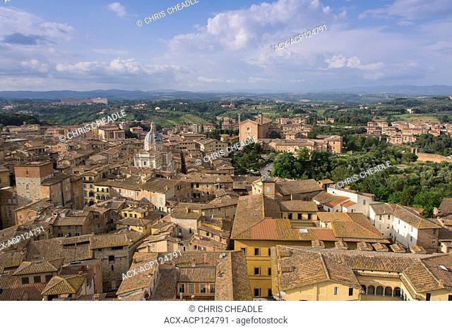 Views of Sienna, from the Torre del Mangia Siena , Tower of the Eater in Siena , Tuscany, Italy