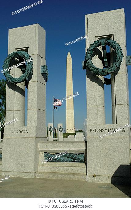 Washington DC, D.C District of Columbia, World War II Memorial, Memorial Pillars, National Mall, Memorial Parks, Nation's Capital, Washington Monument