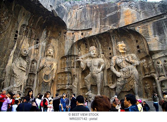 China, Henan Province, Luoyang, Buddhist sculpture at Longmen Grottoes