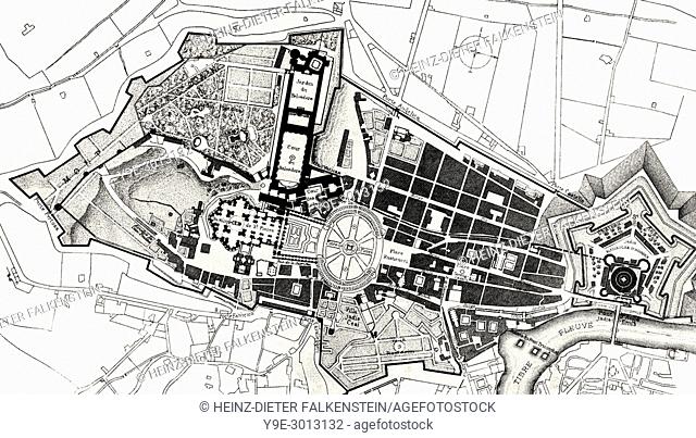 The plan of the Leonine City, Papal Rome, Italy