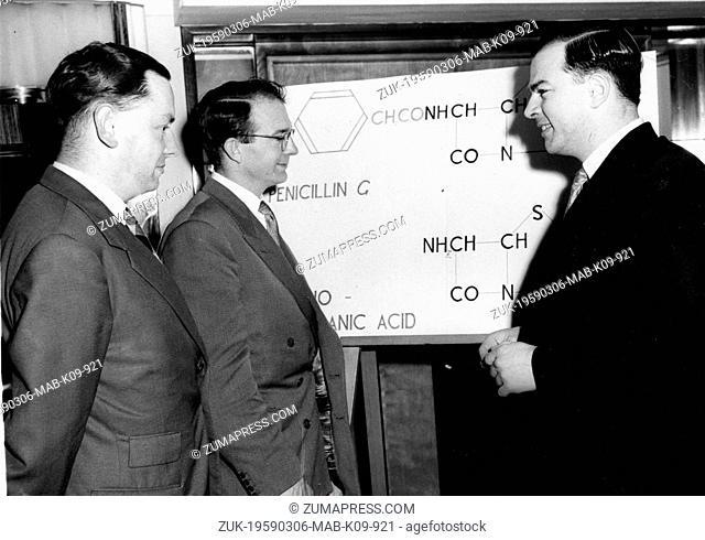 March 6, 1959 - London, England, U.K. - Members of the Beecham Research Laboratories research team, when a statement was made on the substance which they have...