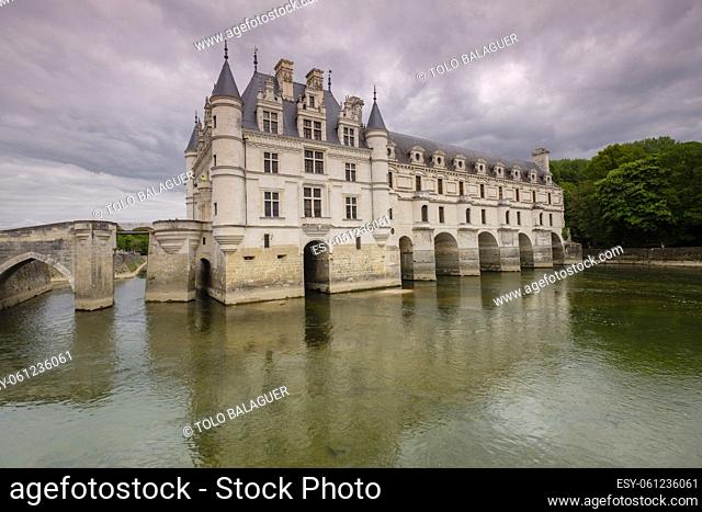 arcadas del Puente de Diana, castillo de Chenonceau, siglo XVI, Chenonceaux, departamento de Indre y Loira, France, Western Europe