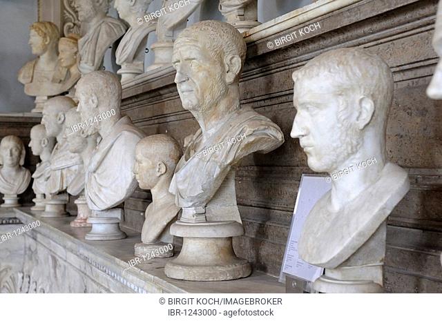 Various marble busts, Capitoline Museums, Rome, Italy, Europe