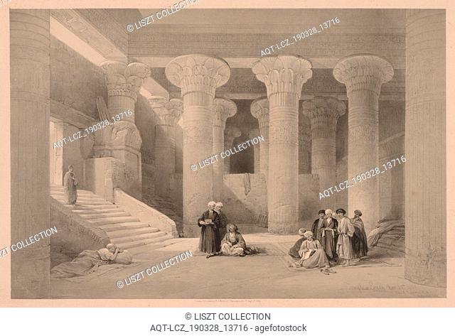 Egypt and Nubia: Volume I - No. 24, Temple at Esneh, 1838. Louis Haghe (British, 1806-1885). Color lithograph