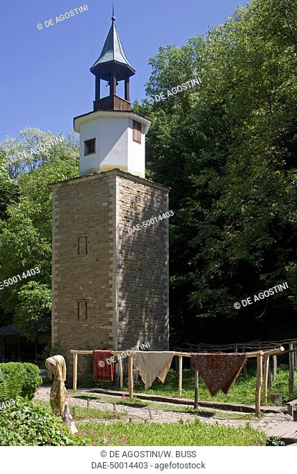 Bell tower, traditional architecture, Etar architectural-ethnographic complex, open-air museum of Bulgarian customs, culture and craftsmanship, Gabrovo