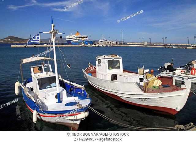 Greece, Cyclades, Naxos, Hora, harbour, boats,