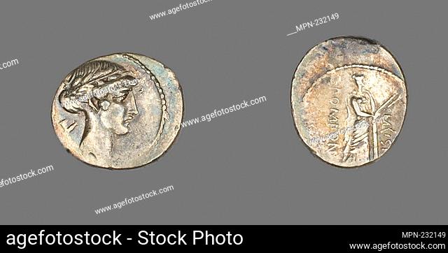 Denarius (Coin) Depicting the God Apollo - 66 BC - Roman - Artist: Ancient Roman, Origin: Roman Empire, Date: 66 BC–65 BC, Medium: Silver, Dimensions: Diam