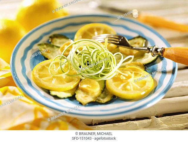 Courgette salad with lemon and ginger marinade