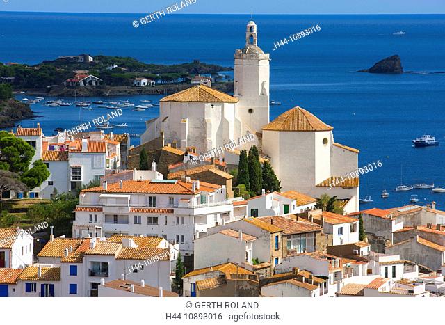 Cadaqués, Spain, Europe, Catalonia, Costa Brava, sea, Mediterranean Sea, coast, village, houses, homes, church, boats