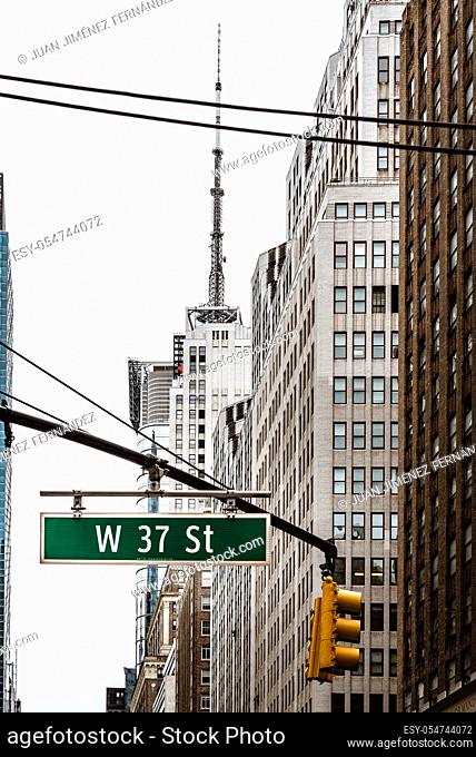 Road signs in Midtown of New York City