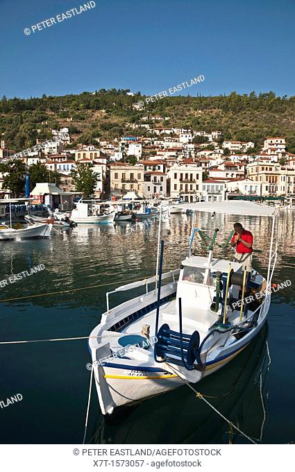 The town of Gythio seen from the harbour  Lakonia, Southern Peloponnese, Greece