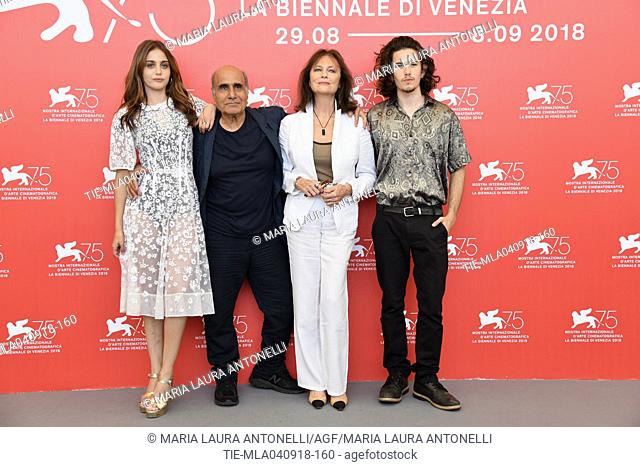 Director Amir Naderi with Monk Serrell Freed, Sophie Lane Curtis, Jacqueline Bisset during Magic Lantern photocall. 75th Venice International Film Festival